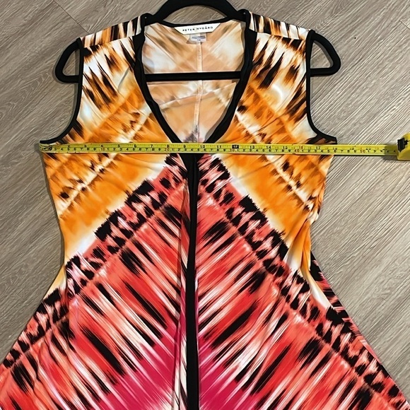 Peter Nygard Women’s Midi Dress Size 10 Pink Abstract Asymmetrical Lagenlook - Picture 9 of 14